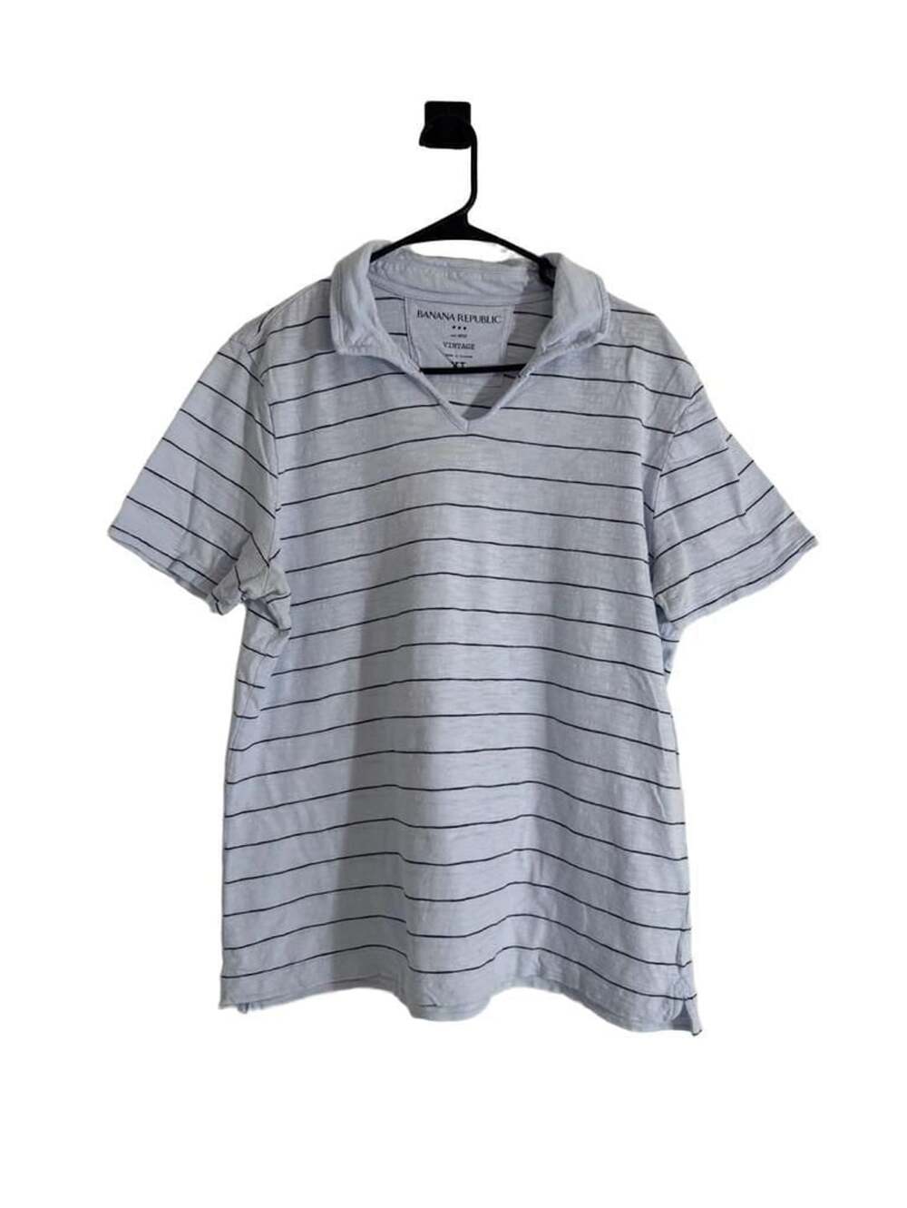 Banana Republic Vintage Striped Short Sleeve Polo Shirt Blue XL